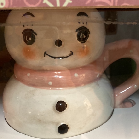 New in Box Johanna Parker (Transpac) Pink Santa and Snowman Mug Set 2022 - Picture 4 of 11